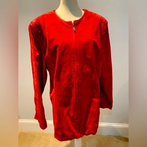 NWT Bradley Bayou women's suede leather Red color SZ XL ZIP‎ UP Jacket